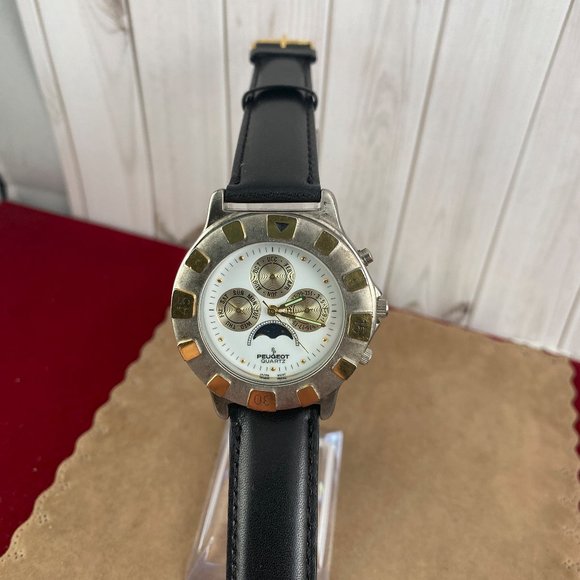 Stunning Vintage Silver and Gold Peugeot Moonphase Unisex Watch - Picture 2 of 8